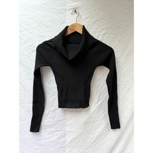 Princess Polly Black Ribbed Cowl Neck Off Shoulder Knit‎ Sweater Womens Size S/M